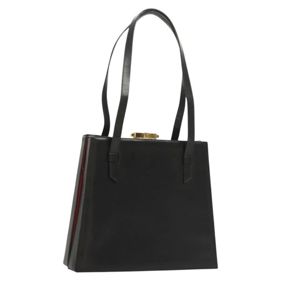 CELINE Shoulder Bag Leather Black Auth sw451 - Picture 1 of 16